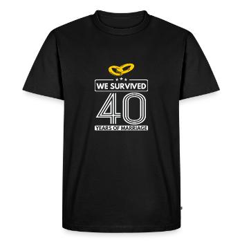 Mariage Anniversary-We Survived 40 Yrs Of Marriage - T-shirt Premium bio Homme - noir - Devant - Nico (187cm)