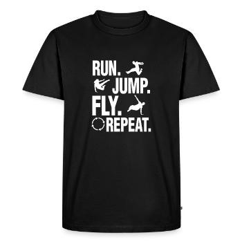 Run Jump Fly Repeat Parkour Training Fun Gift - Men's Premium Organic T-Shirt - black - Front - Nico (187cm)