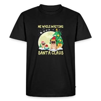 Carlin moi en attendant le Père Noël - T-shirt Premium bio Homme - noir - Devant - Nico (187cm)