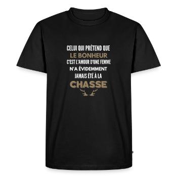 j'peux pas j'ai chasse - T-shirt Premium bio Homme - noir - Devant - Nico (187cm)