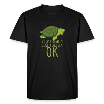 T-shirt de tortue - j'aime juste vraiment les tortues, ok! - T-shirt Premium bio Homme - noir - Devant - Nico (187cm)