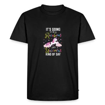 Arcs-en-ciel et licornes cadeau de retour à l'école maternelle - T-shirt Premium bio Homme - noir - Devant - Nico (187cm)