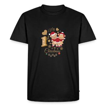 Baby's first Christmas - Men's Premium Organic T-Shirt - black - Front - Nico (187cm)