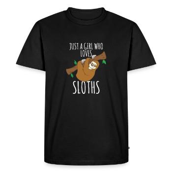 Sloth Gifts - Just A Girl Who Loves Sloth Animal L - Men's Premium Organic T-Shirt - black - Front - Nico (187cm)