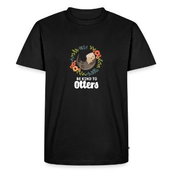 Otter Pun - Soyez gentil avec les loutres - T-shirt Premium bio Homme - noir - Devant - Nico (187cm)