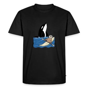 Enfant esquimau avec kayak et orque - T-shirt Premium bio Homme - noir - Devant - Nico (187cm)