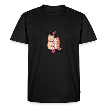 chat sushi doux kawaii - T-shirt Premium bio Homme - noir - Devant - Nico (187cm)