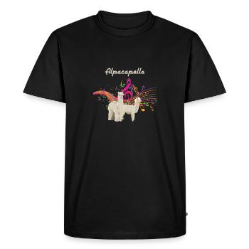 Cadeau de musicien mignon et drôle d'alpaga Alcapella - T-shirt Premium bio Homme - noir - Devant - Nico (187cm)
