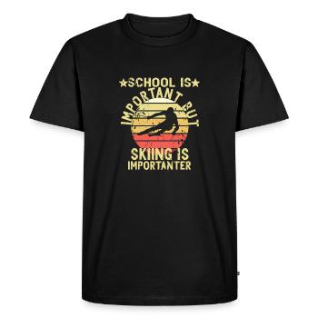 School Is Important Skiing Importanter Ski Winter - Men's Premium Organic T-Shirt - black - Front - Nico (187cm)