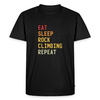 Eat Sleep Rock Climbing Repeat Funny Rock Climbing - Men's Premium Organic T-Shirt - black - Front - Nico (187cm)