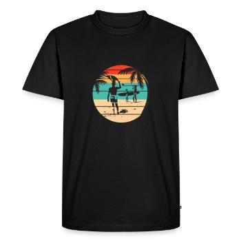 Surf, Surf, Surf, Surf, Surf - T-shirt Premium bio Homme - noir - Devant - Nico (187cm)