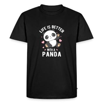 Life Is Better With A Panda Cute Panda Bear Classi - Men's Premium Organic T-Shirt - black - Front - Nico (187cm)