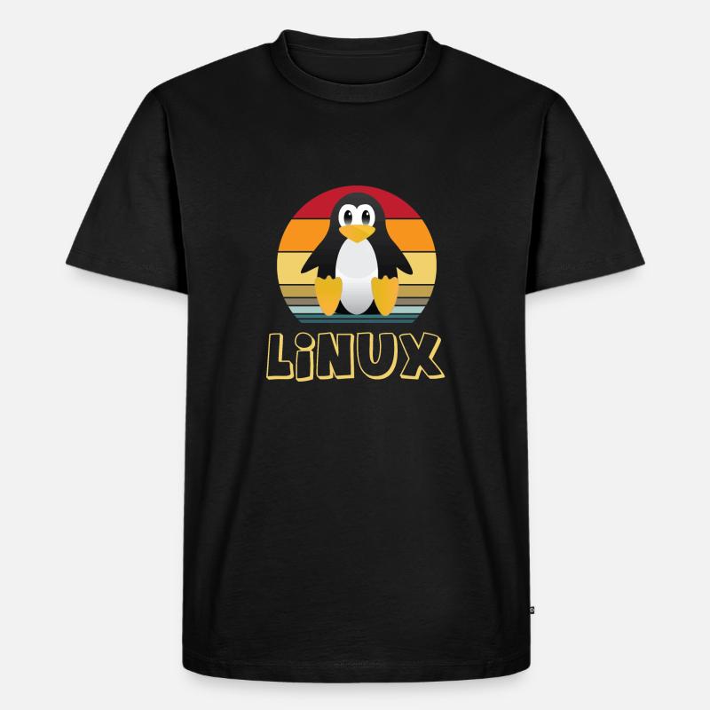 Linux Pinguin - Männer Premium Bio T-Shirt - Schwarz