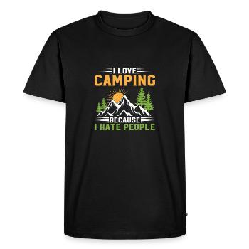 I love camping, because I hate people - T-shirt Premium bio Homme - noir - Devant - Nico (187cm)