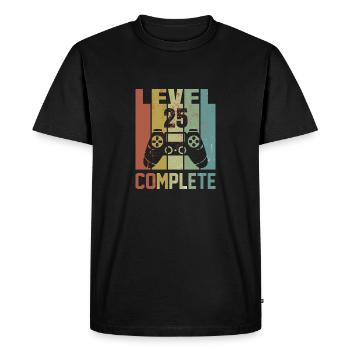 Niveau 25 complet chemise d’anniversaire cadeau - T-shirt Premium bio Homme - noir - Devant - Nico (187cm)