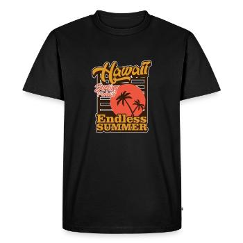 Soleil et été à Hawaï - T-shirt Premium bio Homme - noir - Devant - Nico (187cm)
