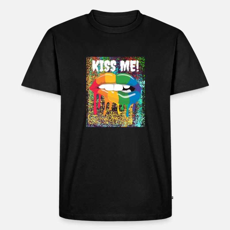 Bunter Kussmund - Männer Premium Bio T-Shirt - Schwarz