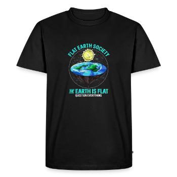Flat Earth The Earth Is Flat Question Everything - Men's Premium Organic T-Shirt - black - Front - Nico (187cm)
