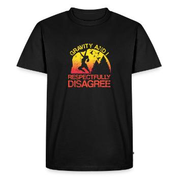 Gravity et moi sommes respectueusement en désaccord avec l’escalade - T-shirt Premium bio Homme - noir - Devant - Nico (187cm)