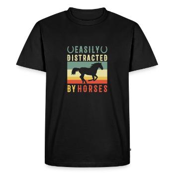 Horses Distraction - Men's Premium Organic T-Shirt - black - Front - Nico (187cm)