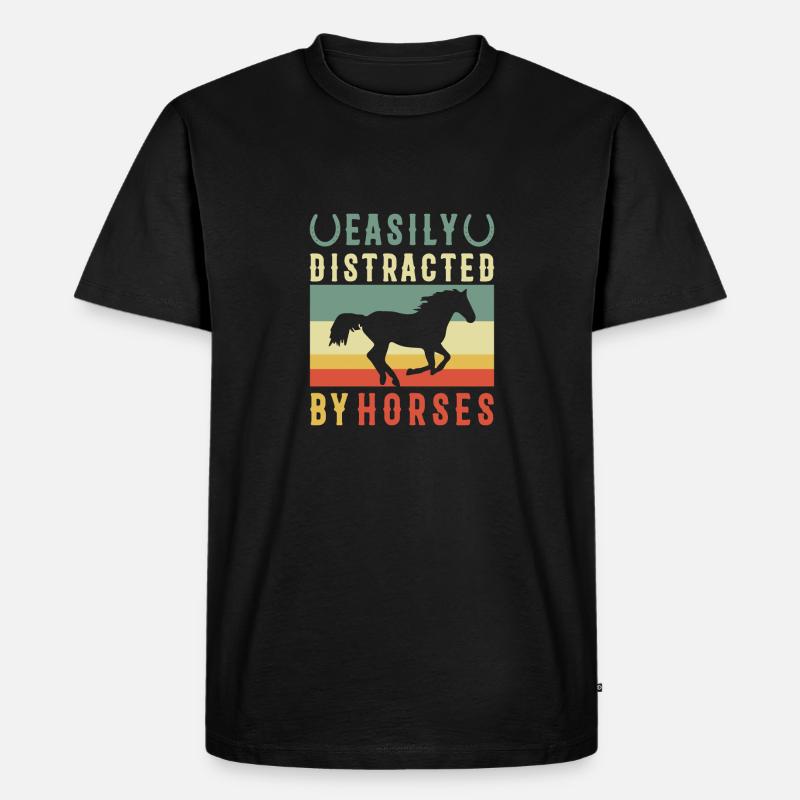 Pferde Ablenkung - Männer Premium Bio T-Shirt - Schwarz