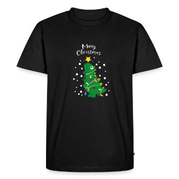 Christmas Christmas Tree T-Rex Dino Christmas Tree - Men's Premium Organic T-Shirt - black - Front - Nico (187cm)