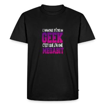 Man Advantage of being a Geek Megabit Humor Gamer - Men's Premium Organic T-Shirt - black - Front - Nico (187cm)
