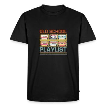 Old School Playlist Cassette Cassette Musique Rétro années 80 - T-shirt Premium bio Homme - noir - Devant - Nico (187cm)