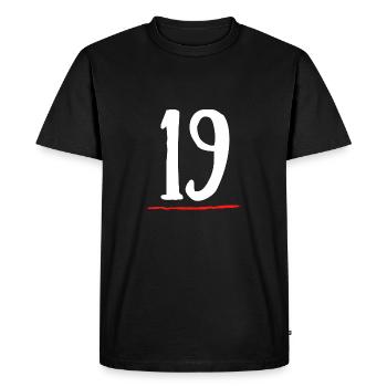 19 dix-neuf souligné ligne rouge - T-shirt Premium bio Homme - noir - Devant - Nico (187cm)