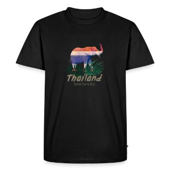 Éléphant de Thaïlande avec drapeau et cadeau jungle - T-shirt Premium bio Homme - noir - Devant - Nico (187cm)
