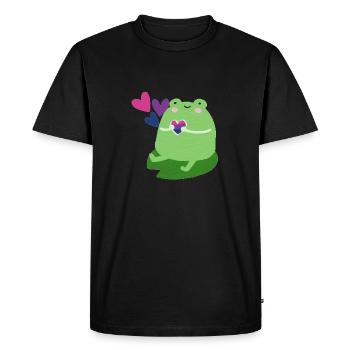 Grenouille douce avec des couleurs de drapeau de fierté bisexuelle - T-shirt Premium bio Homme - noir - Devant - Nico (187cm)