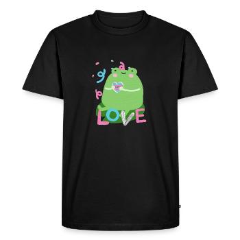 Grenouille douce avec des couleurs de drapeau de fierté trans - T-shirt Premium bio Homme - noir - Devant - Nico (187cm)