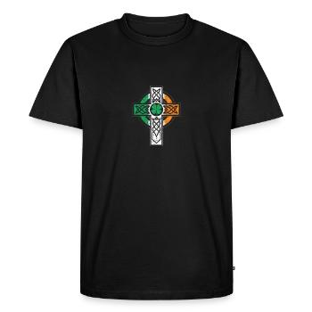 Irish Celtic Knot Christian Cross - Men's Premium Organic T-Shirt - black - Front - Nico (187cm)