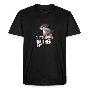Funny Otter T-shirt - Just Another Day for Otter - Men's Premium Organic T-Shirt - black - Front - Nico (187cm)