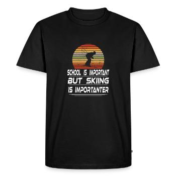 L’école est importante, mais le ski est plus important - T-shirt Premium bio Homme - noir - Devant - Nico (187cm)