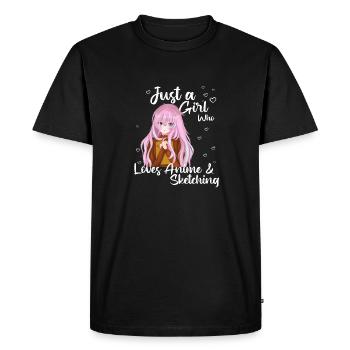 just a girl who loves anime and sketching - Men's Premium Organic T-Shirt - black - Front - Nico (187cm)