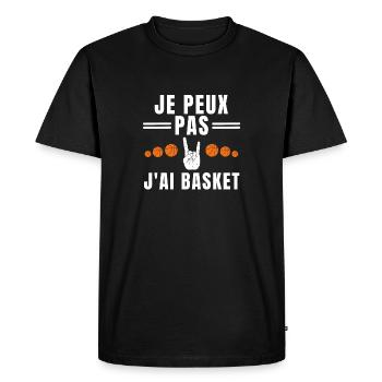 Je peux pas j ai basket signe de la main - T-shirt Premium bio Homme - noir - Devant - Nico (187cm)