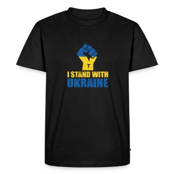 I support Ukraine I stand with Ukraine - Men's Premium Organic T-Shirt - black - Front - Nico (187cm)