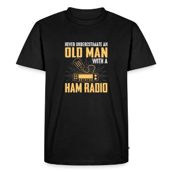 Ne sous-estimez jamais un vieil homme avec une radio amateur ha - T-shirt Premium bio Homme - noir - Devant - Nico (187cm)