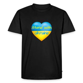 Stand avec Ukraine Coeur drapeau bleu jaune Ukraine - T-shirt Premium bio Homme - noir - Devant - Nico (187cm)
