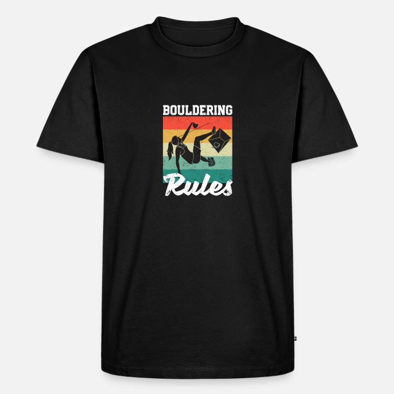 Bergsteiger Boulder Fels Boulderer Boulderregeln - Männer Premium Bio T-Shirt - Schwarz