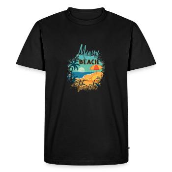 Rétro Cool Miami Florida Beach Vacances d’été - T-shirt Premium bio Homme - noir - Devant - Nico (187cm)
