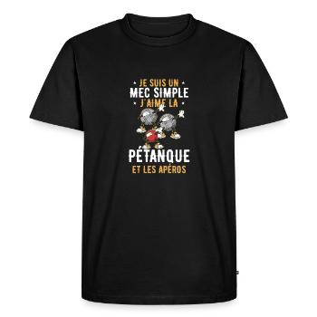 Simple Type Boules Pétanque Apéro Gift - Men's Premium Organic T-Shirt - black - Front - Nico (187cm)