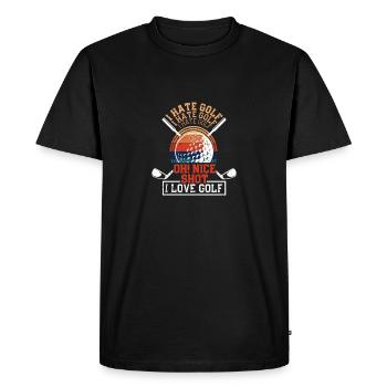 Je déteste le golf Oh beau coup J’aime le golf - T-shirt Premium bio Homme - noir - Devant - Nico (187cm)