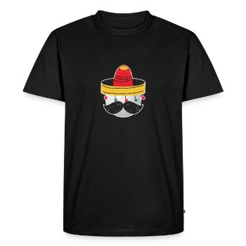 Drôle de balle de golf Moustache Fiesta mexicaine - T-shirt Premium bio Homme - noir - Devant - Nico (187cm)