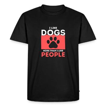 J’aime les chiens plus que j’aime les gens - T-shirt Premium bio Homme - noir - Devant - Nico (187cm)