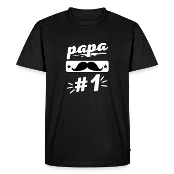 papa numéro 1 moustache - T-shirt Premium bio Homme - noir - Devant - Nico (187cm)