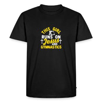 Cette fille court sur Jésus et la gymnastique - T-shirt Premium bio Homme - noir - Devant - Nico (187cm)