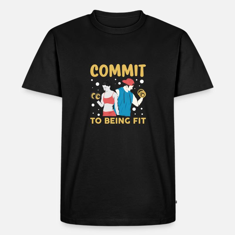 commit to being fit - Männer Premium Bio T-Shirt - Schwarz