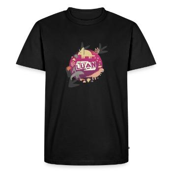 LUAN - Beautiful boy name with cute dinosaurs - Men's Premium Organic T-Shirt - black - Front - Nico (187cm)